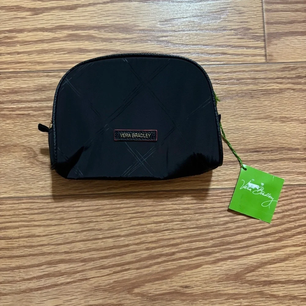 NEW NWT Vera Bradley Black Nylon Cosmetic Makeup Bag Travel